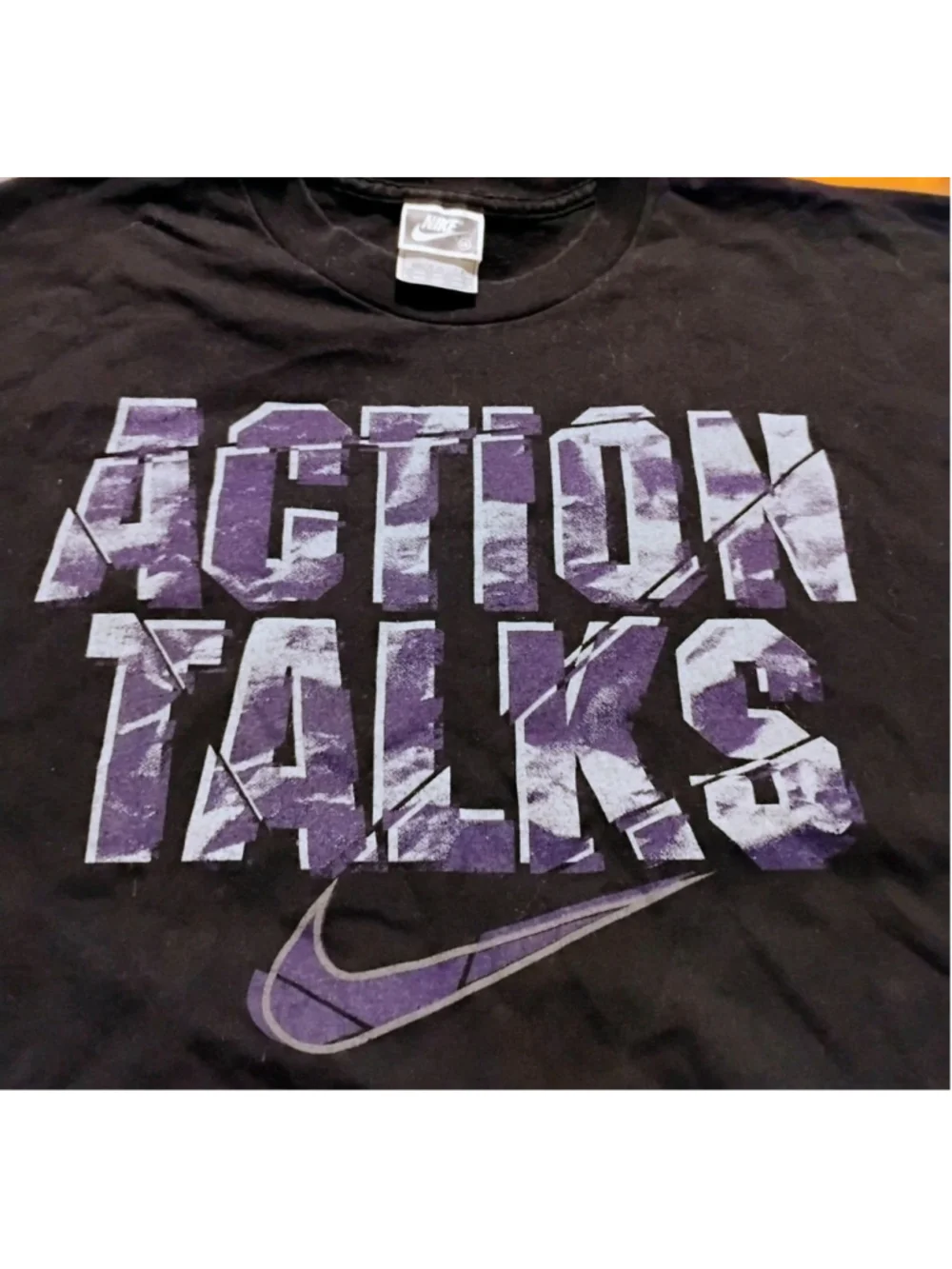 Nike Action Talks Trash Walks Vintage T-Shirt 2XL Black/Purple Made in USA